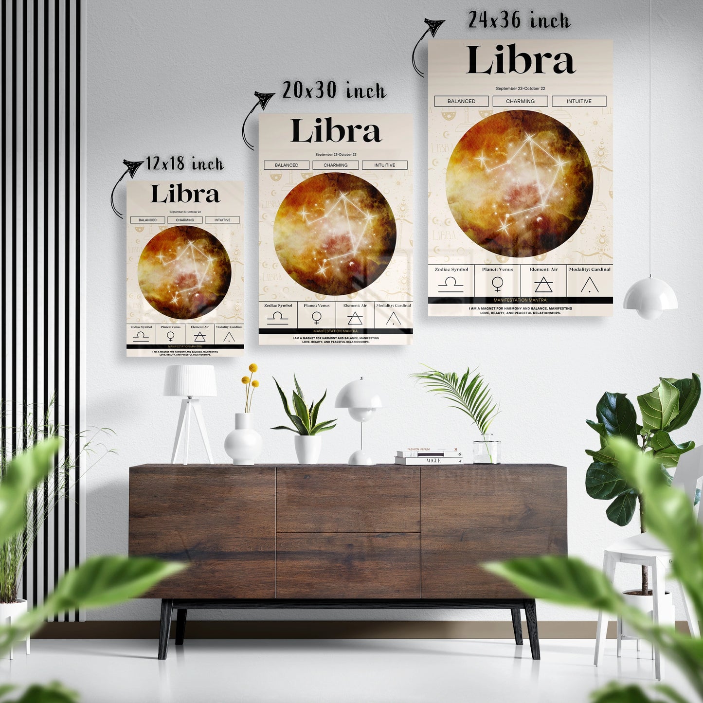 Libra Zodiac Glass Poster
