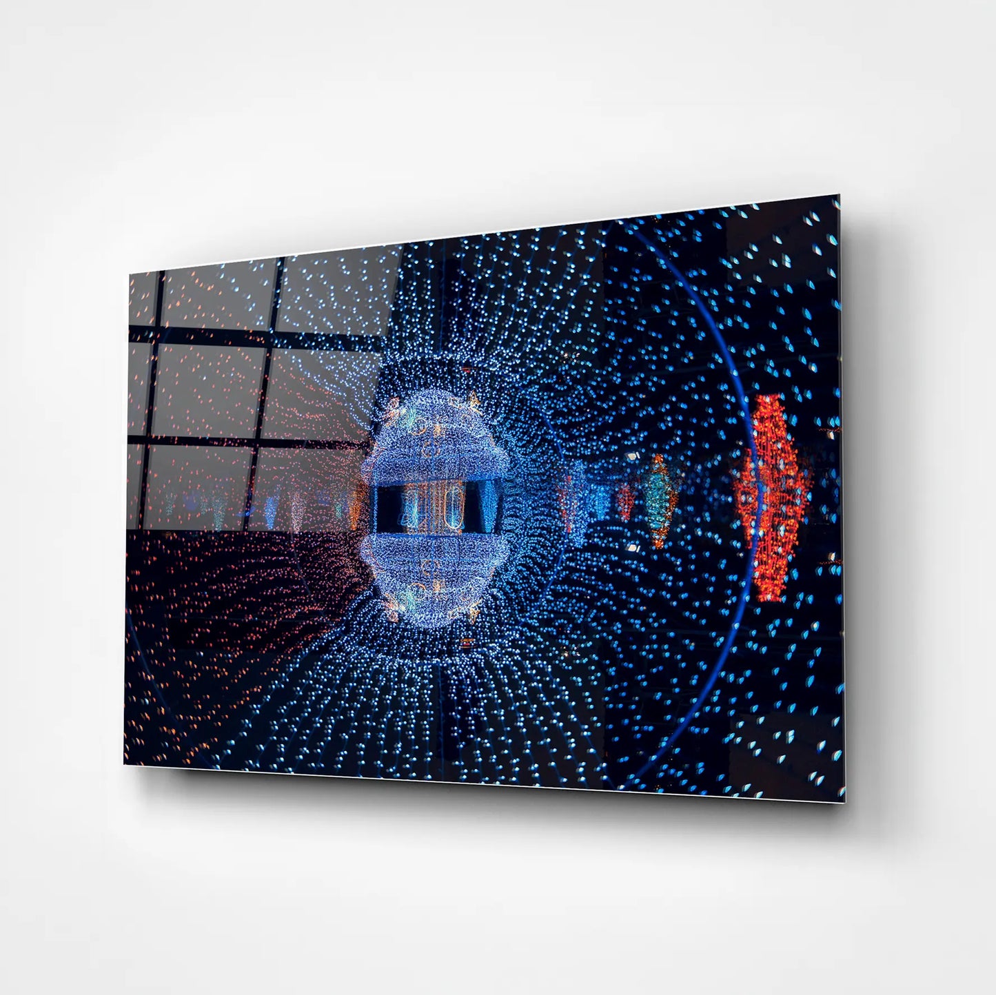 Tunnel of Bokeh Lightning Glass Poster