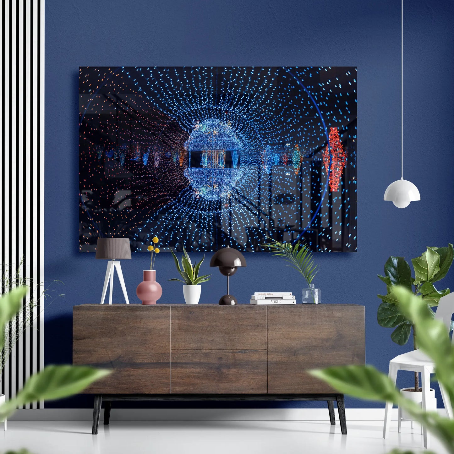 Tunnel of Bokeh Lightning Glass Poster