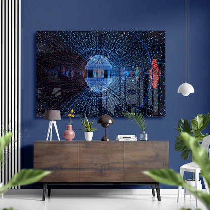 Tunnel of Bokeh Lightning Glass Poster