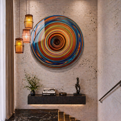 Colorful Abstract Spiral Glass Wall Art