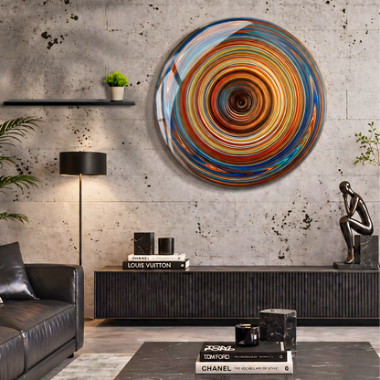 Colorful Abstract Spiral Glass Wall Art