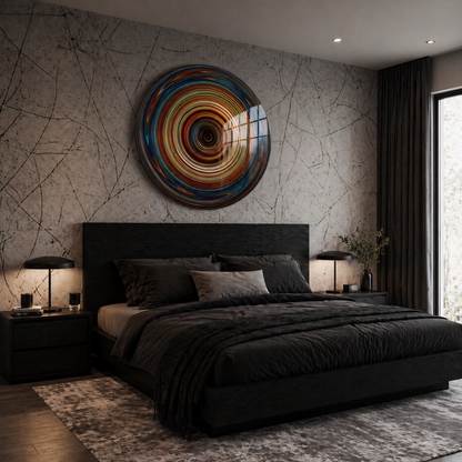 Colorful Abstract Spiral Glass Wall Art