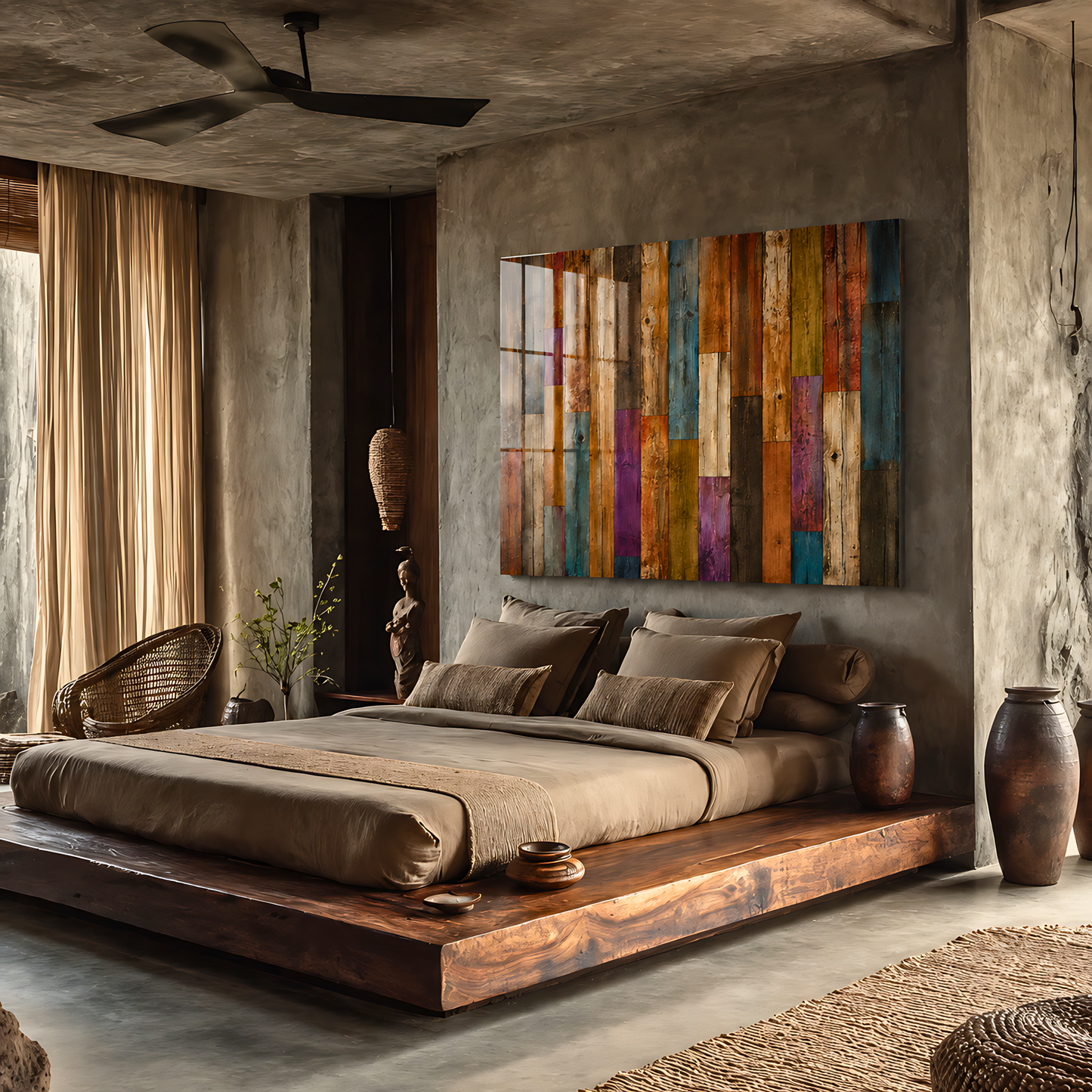 Colorful Wood Texture Glass Wall Art