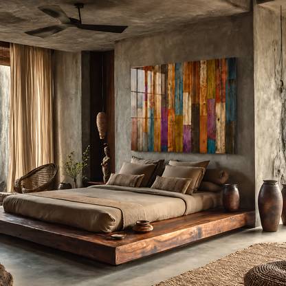 Colorful Wood Texture Glass Wall Art