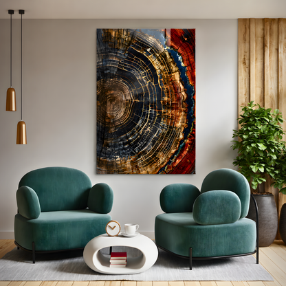 Tree Rings Glass Wall Art
