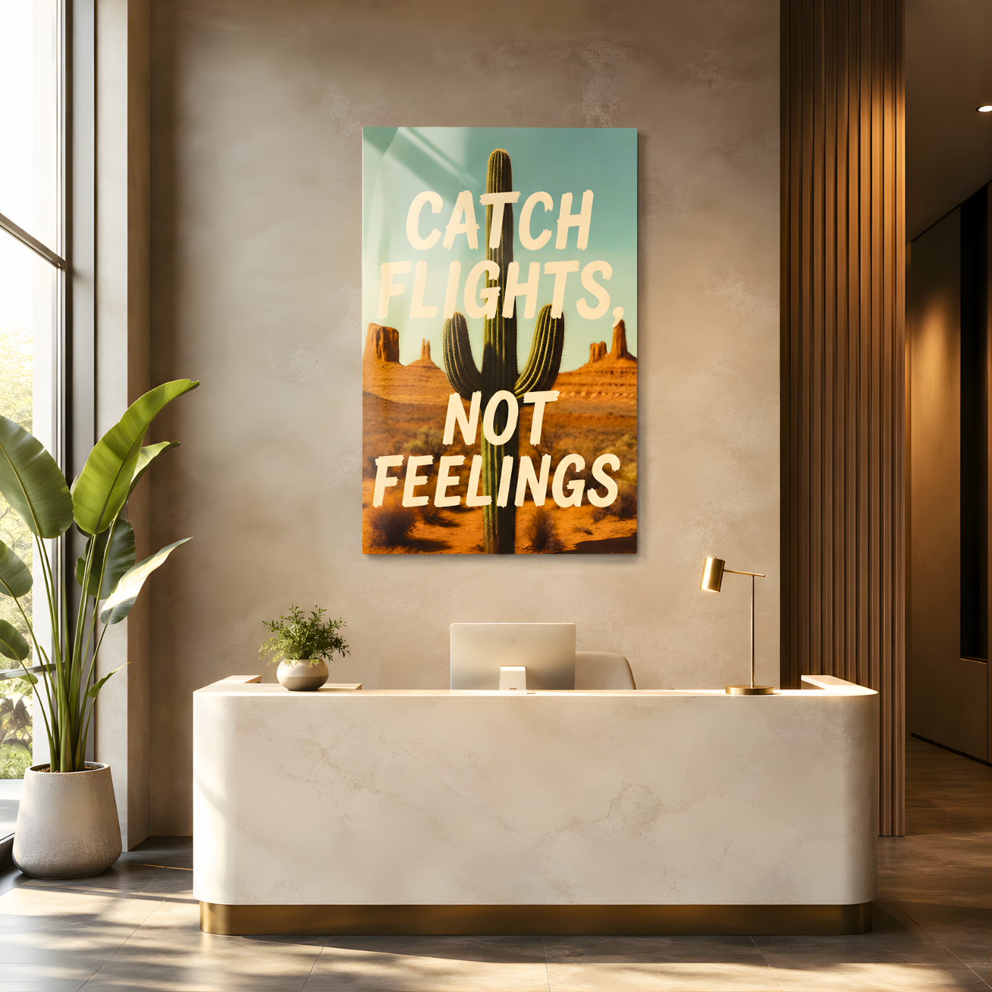 Catch Flights Not Feelings Glass Wall Art