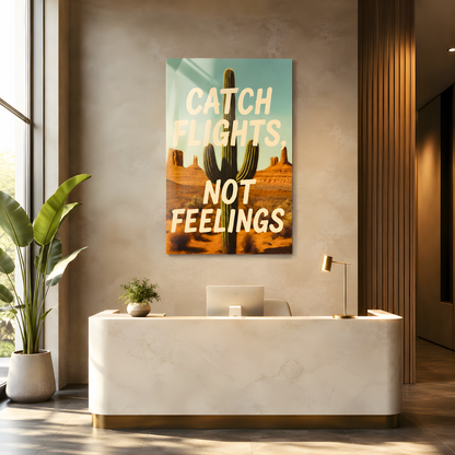 Catch Flights Not Feelings Glass Wall Art