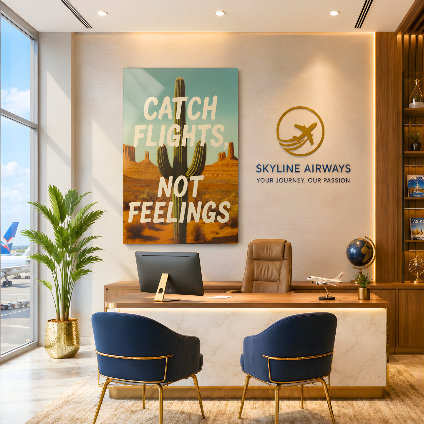 Catch Flights Not Feelings Glass Wall Art