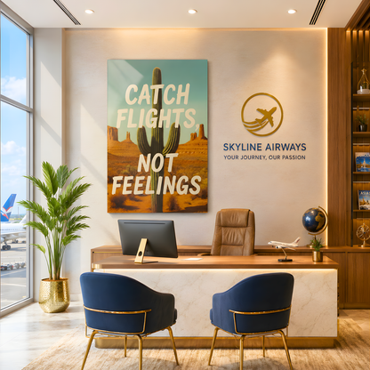 Catch Flights Not Feelings Glass Wall Art