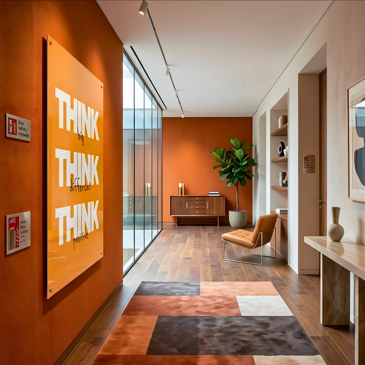 Think Big Think Different Think Positive Glass Wall Art