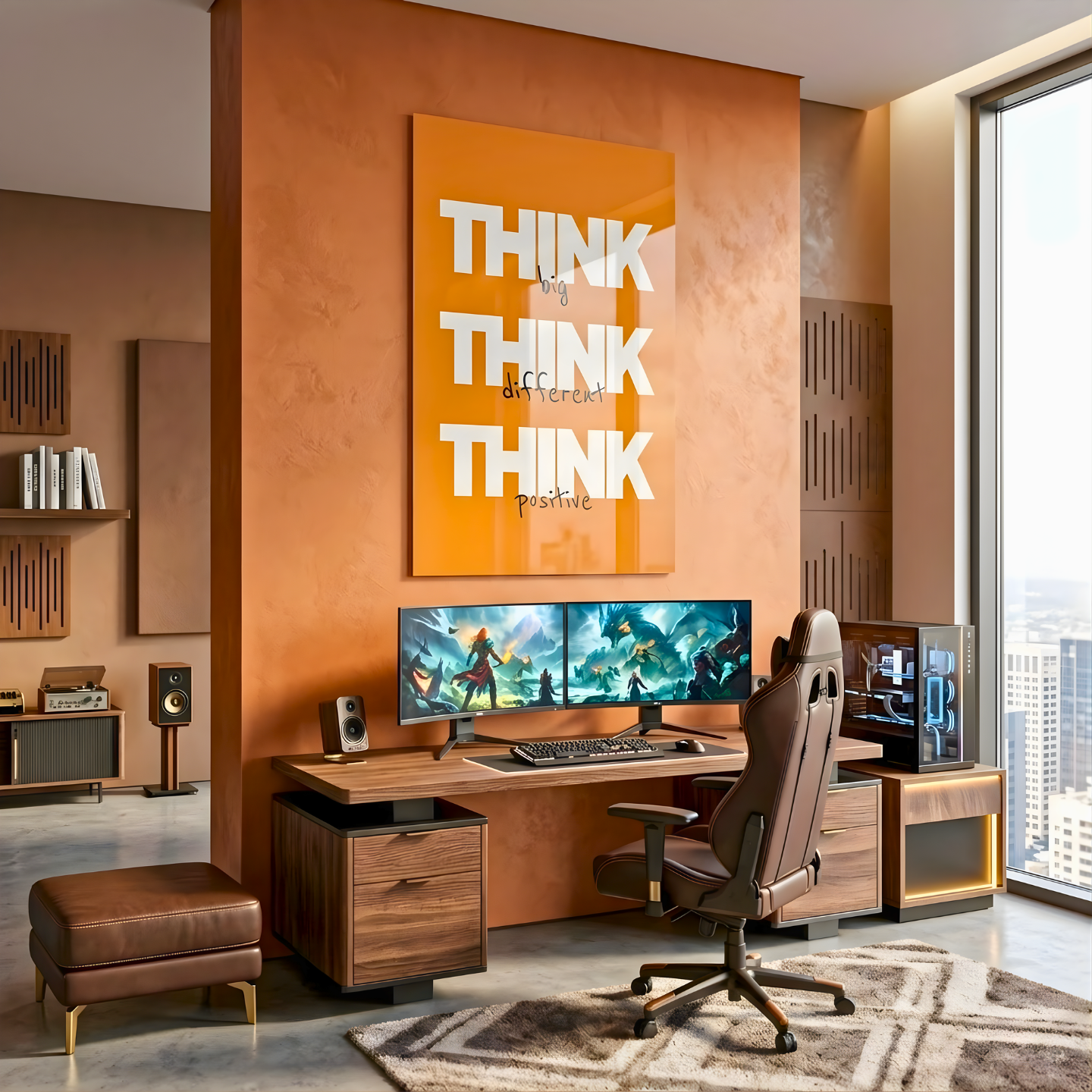 Think Big Think Different Think Positive Glass Wall Art