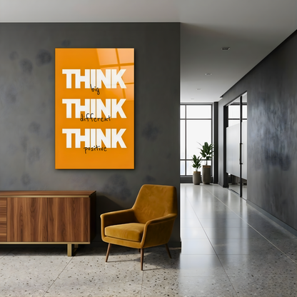 Think Big Think Different Think Positive Glass Wall Art
