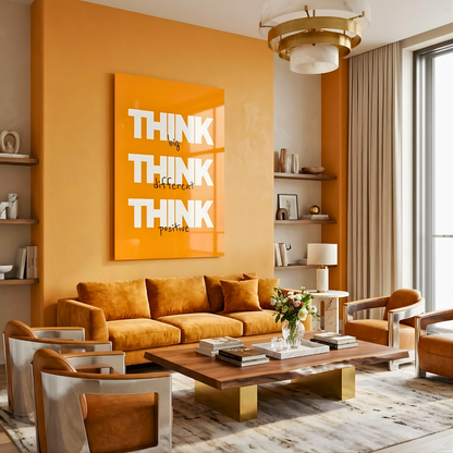 Think Big Think Different Think Positive Glass Wall Art