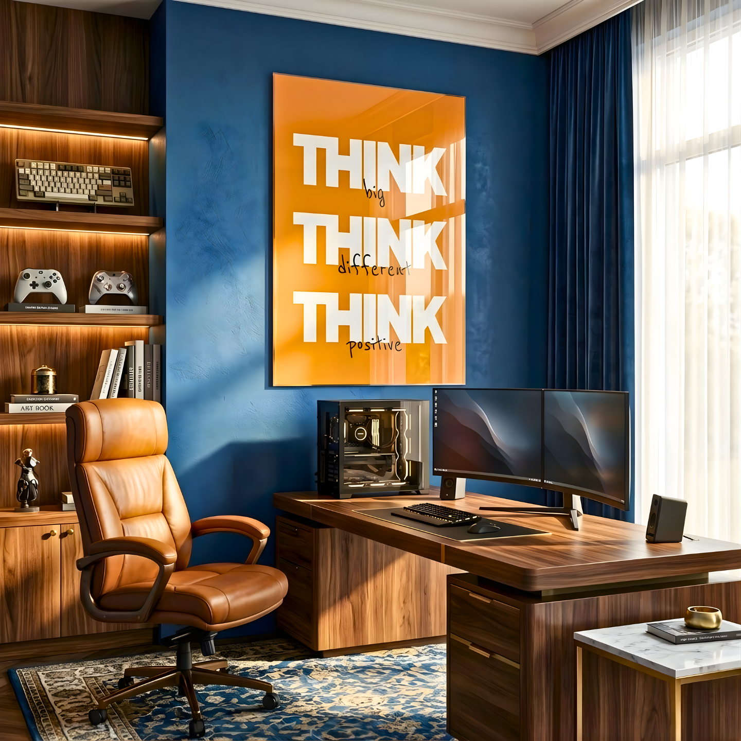 Think Big Think Different Think Positive Glass Wall Art