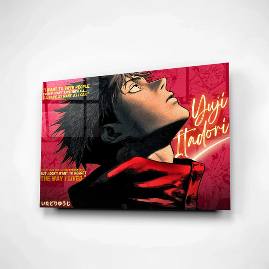 Yuji Itadori Motivational Anime Glass Art