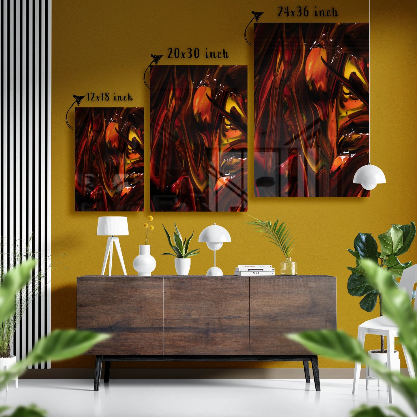 Painted Inferno Glass Abstract Poster