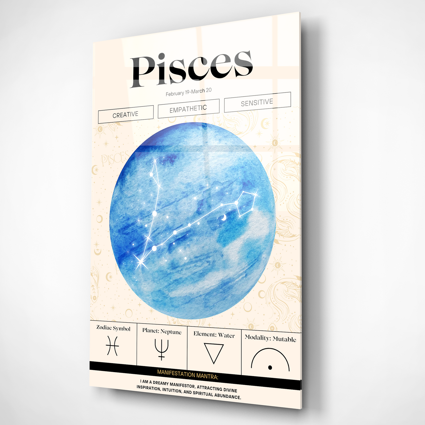 Pisces Zodiac Glass Poster