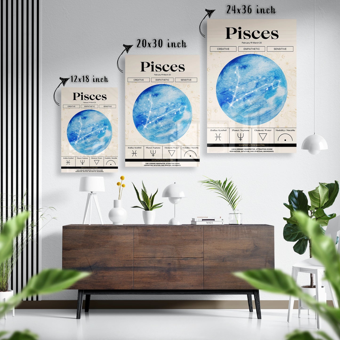 Pisces Zodiac Glass Poster
