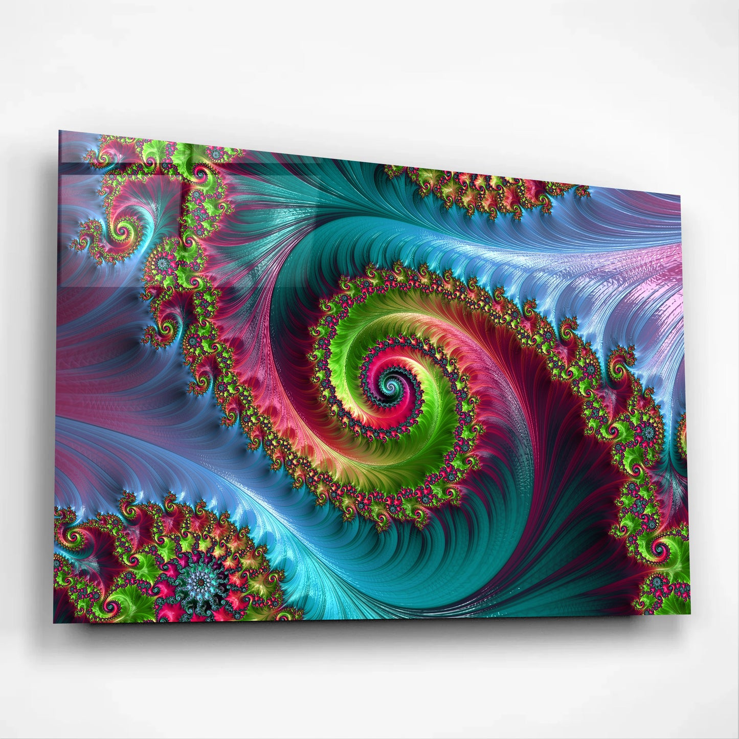 Abstract Fractal Spiral Glass Wall Art