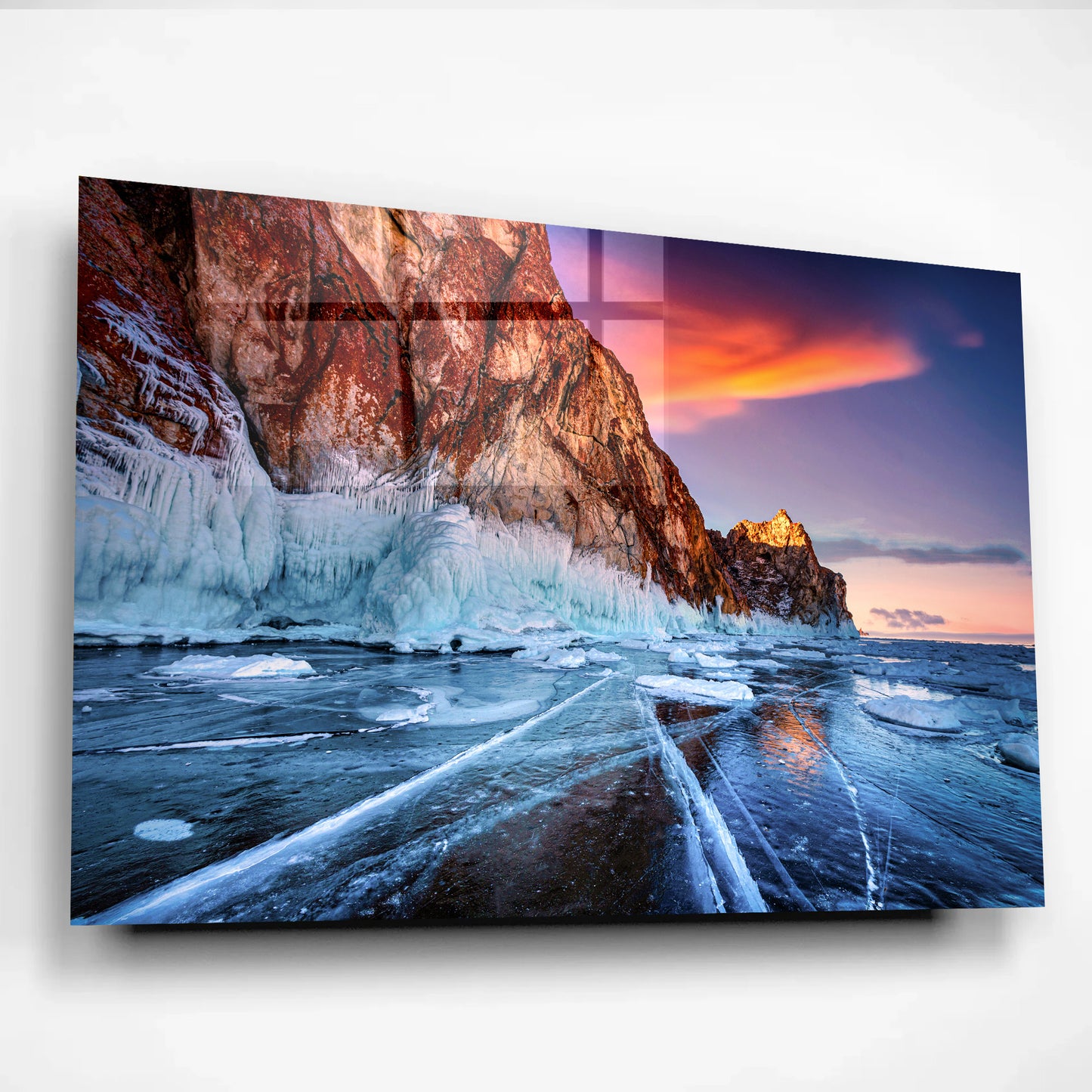 Icy Shores of Lake Baikal, Russia Glass Wall Art