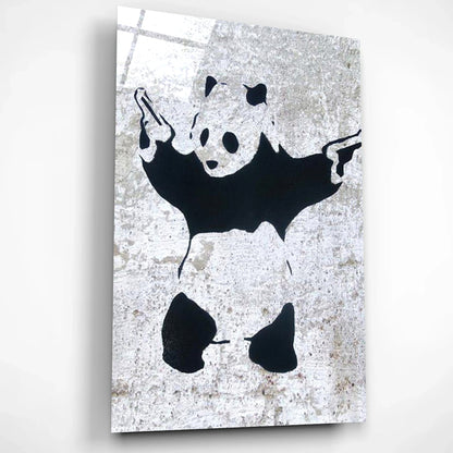 Banksy Style Panda Street Glass Art