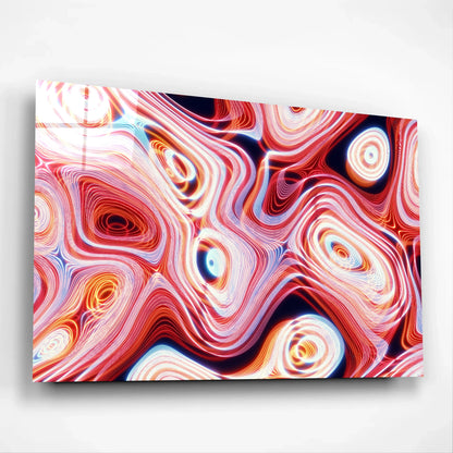 Colorful Red Pink Neon Swirl Wave Glass Wall Art