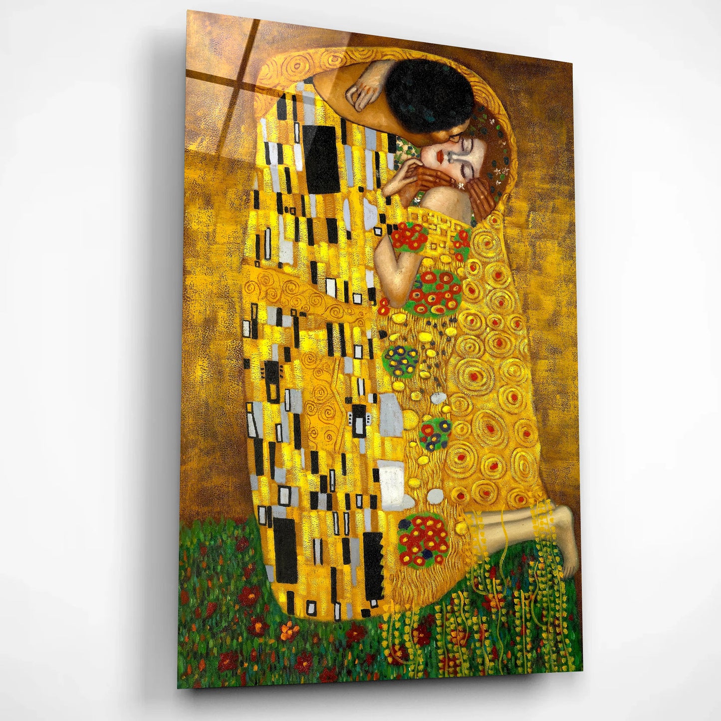 Gustav Klimt The Kiss Glass Wall Art