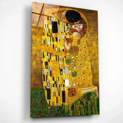 Gustav Klimt The Kiss Glass Wall Art
