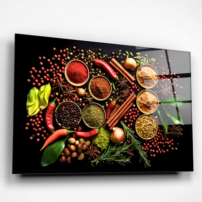 Kitchen Spices Glass Wall Art