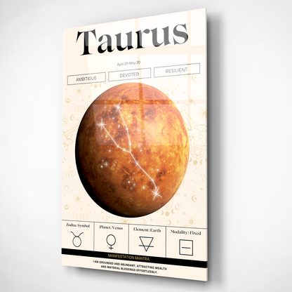 Taurus Zodiac Glass Poster