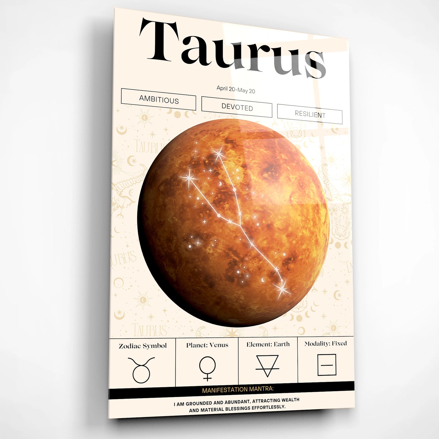 Taurus Zodiac Glass Poster