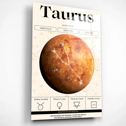 Taurus Zodiac Glass Poster