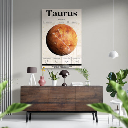 Taurus Zodiac Glass Poster