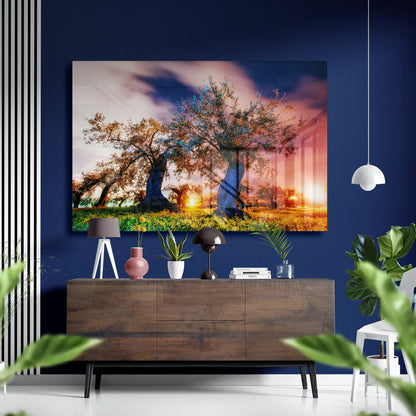 Starry Green Sky Glass Poster