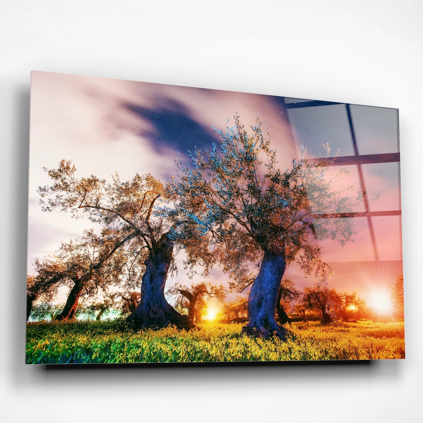 Starry Green Sky Glass Poster