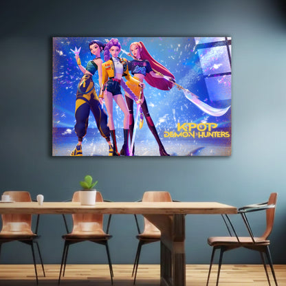 K-Pop Demon Hunters Trinity Glass Art