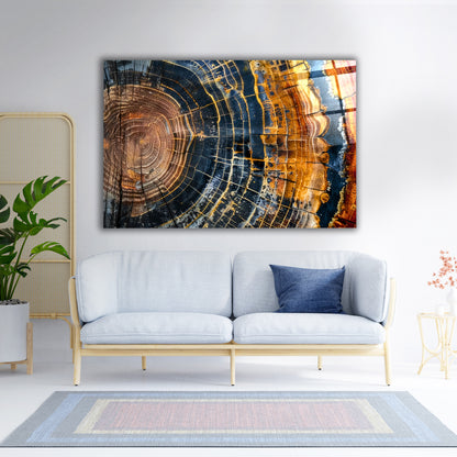 Colorful Tree Rings Glass Wall Art
