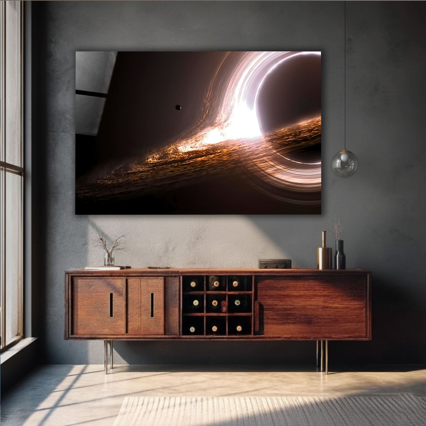Into the Black Hole – Luminous Cosmic Glass Wall Art