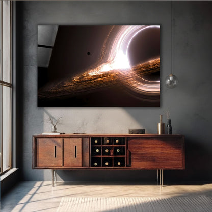 Into the Black Hole – Luminous Cosmic Glass Wall Art