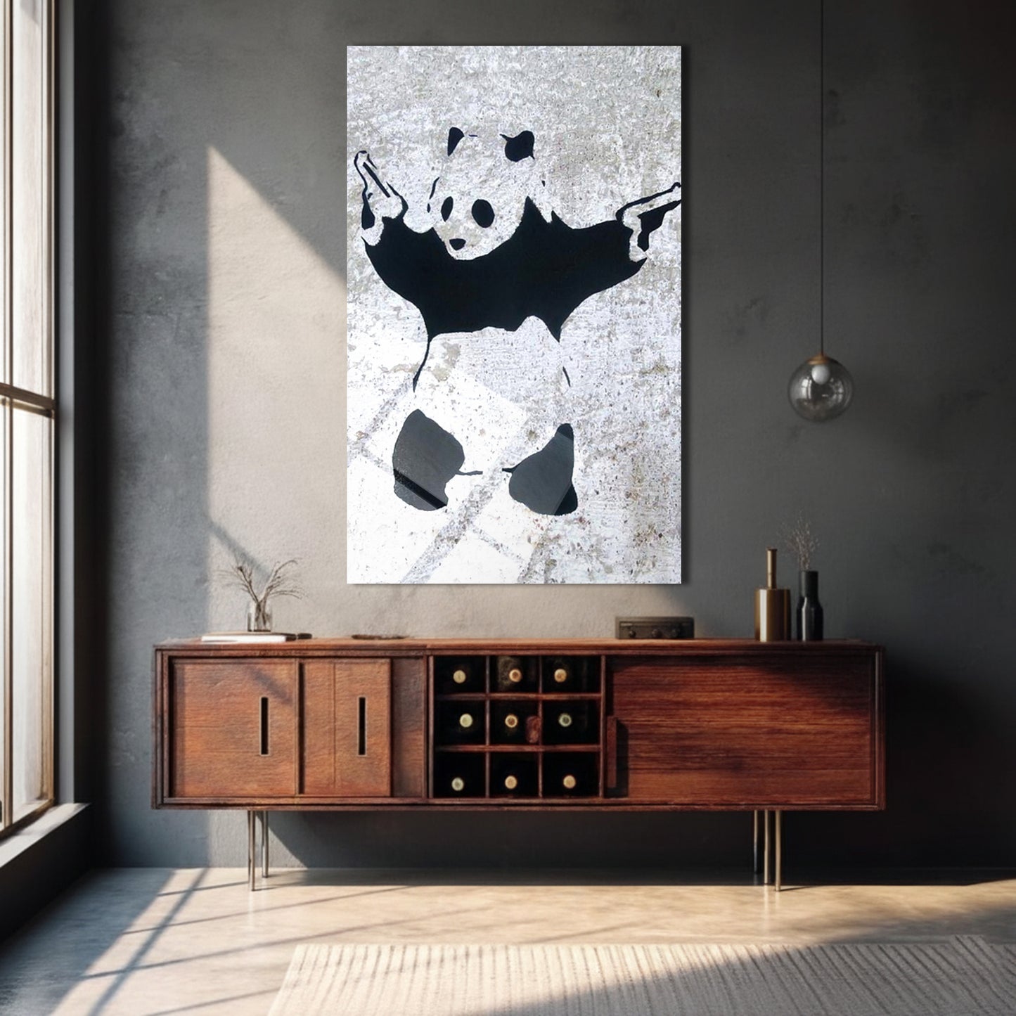 Banksy Style Panda Street Glass Art