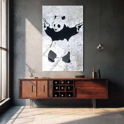 Banksy Style Panda Street Glass Art