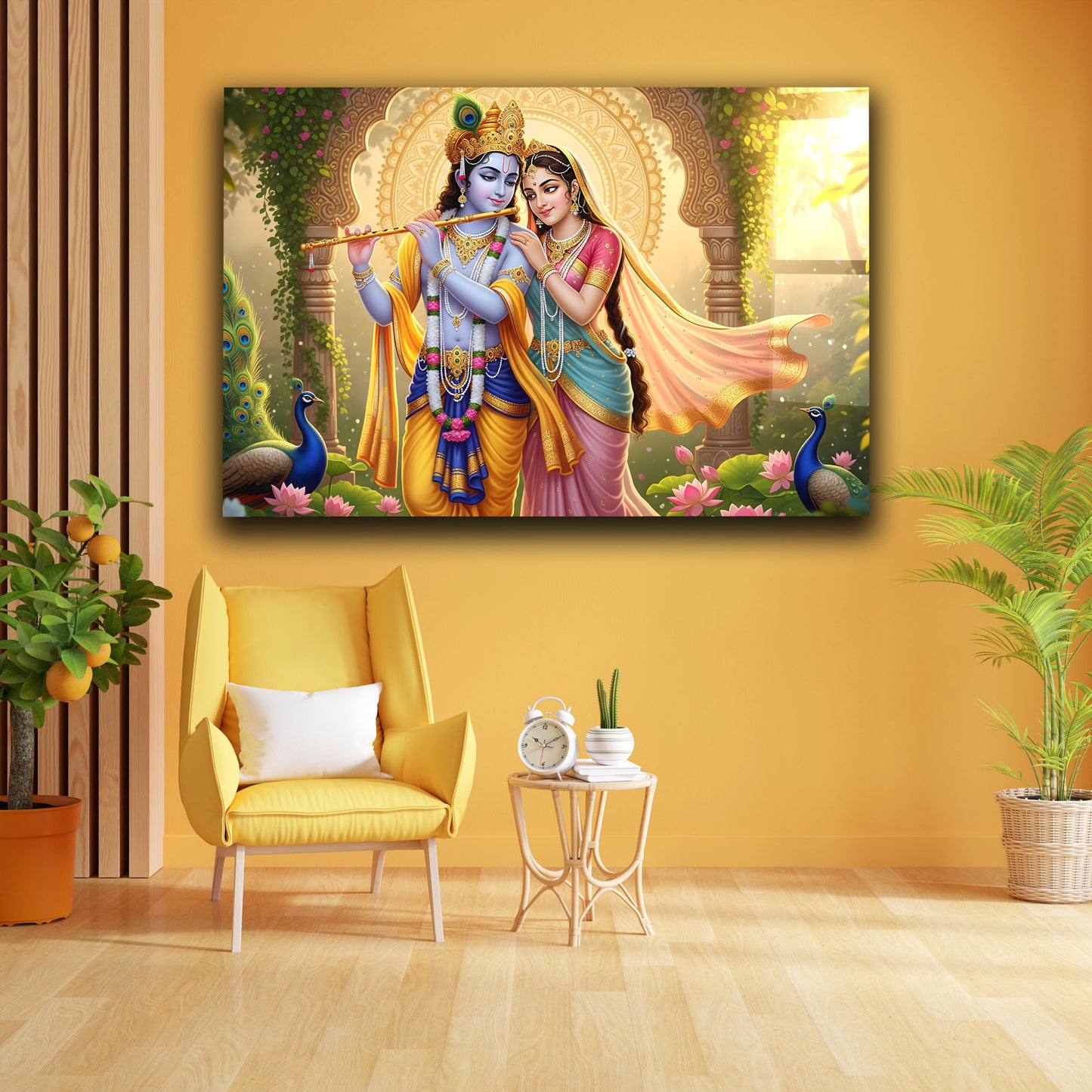 Radha Krishna Spiritual Glass Wall Art