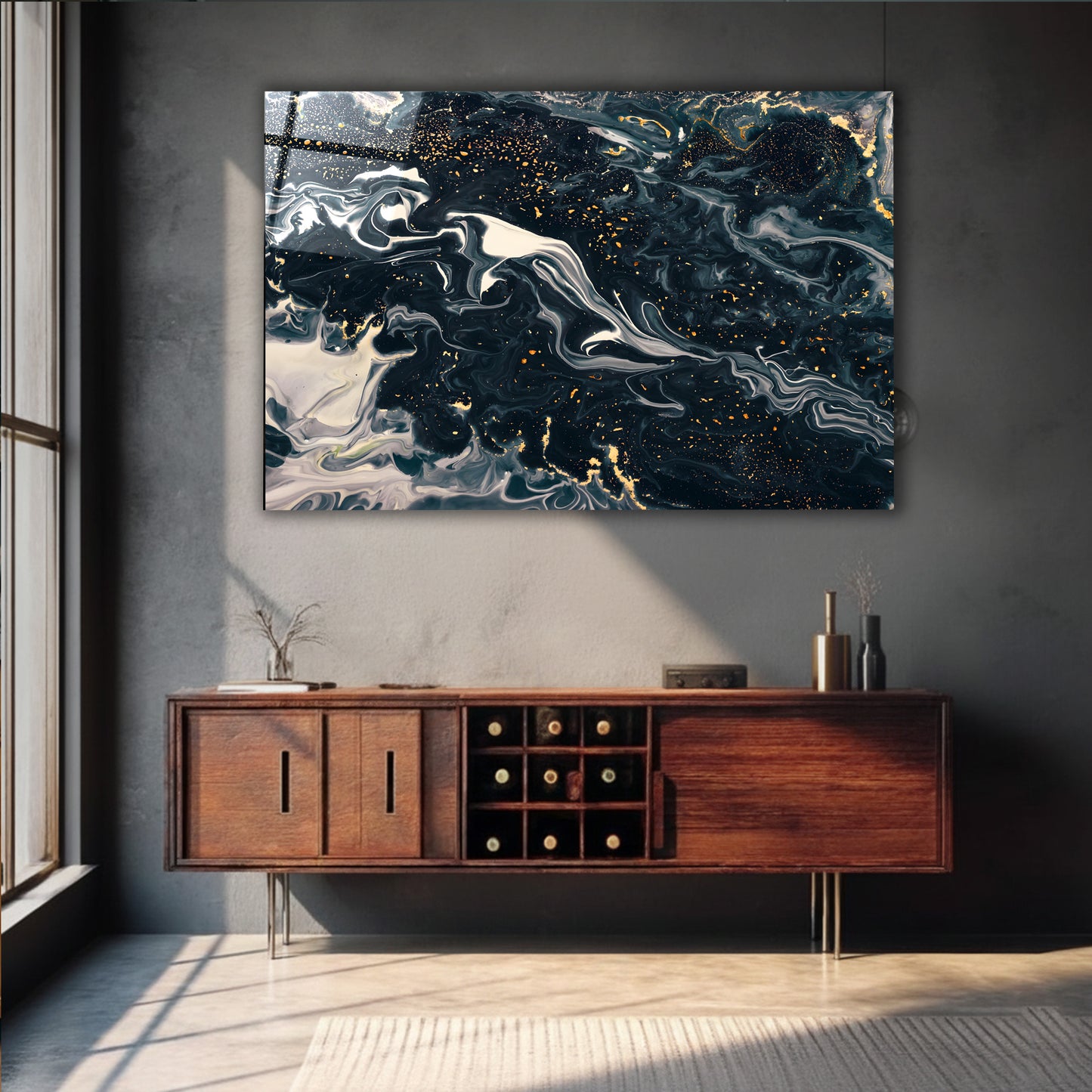 Celestial Marble Swirls Glass Wall Art