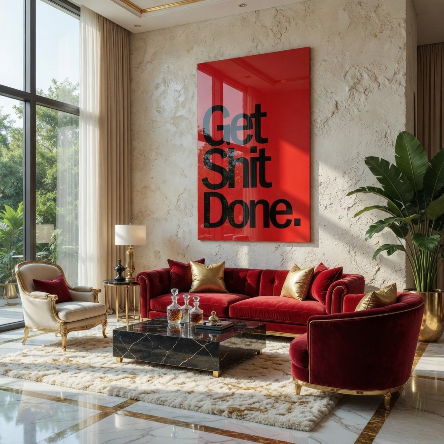 Get shit Done Motivation Glass Wall Art