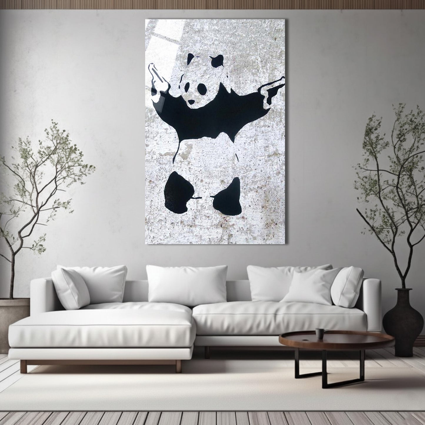 Banksy Style Panda Street Glass Art