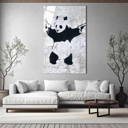 Banksy Style Panda Street Glass Art
