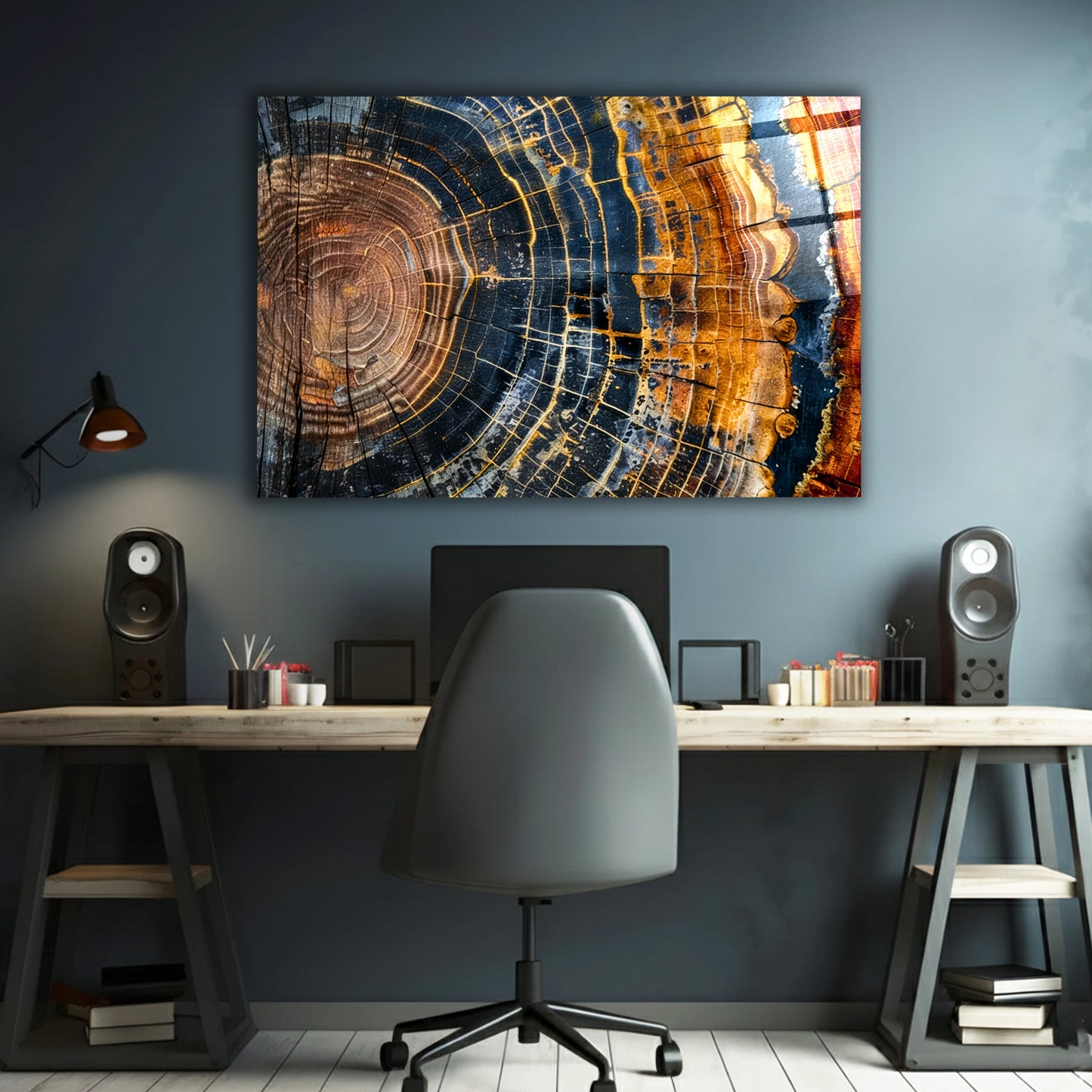 Colorful Tree Rings Glass Wall Art