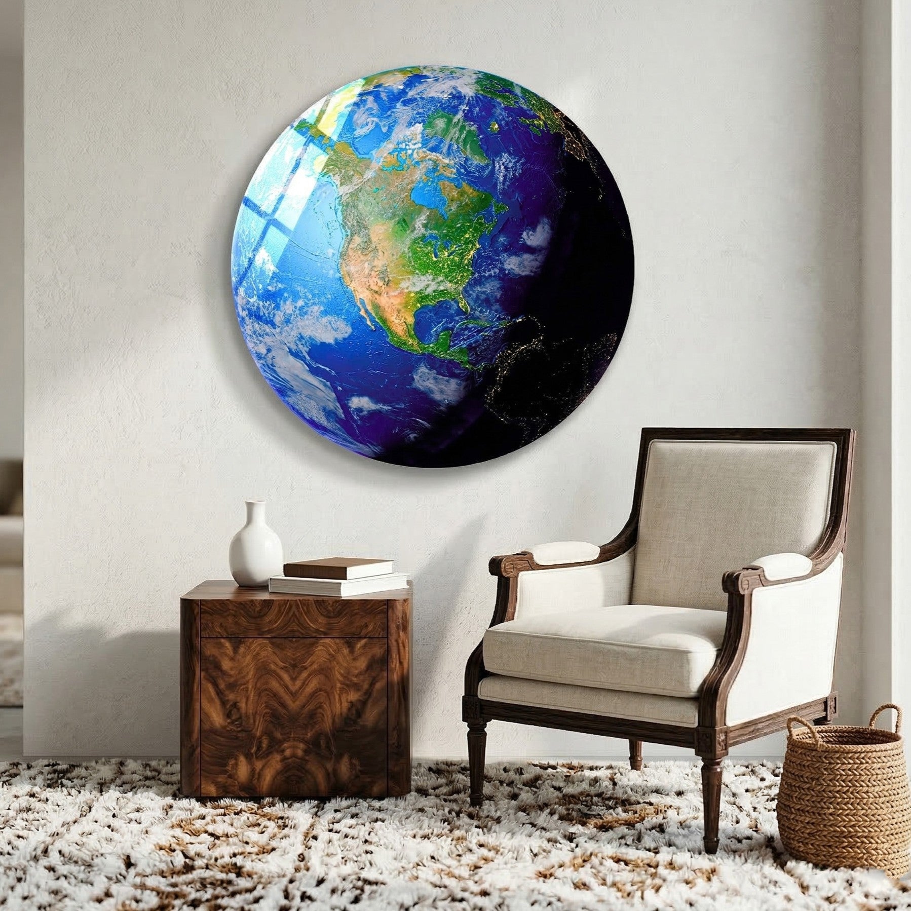 Earth From Space Glass Wall Art.