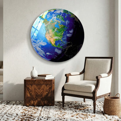 Earth From Space Glass Wall Art.